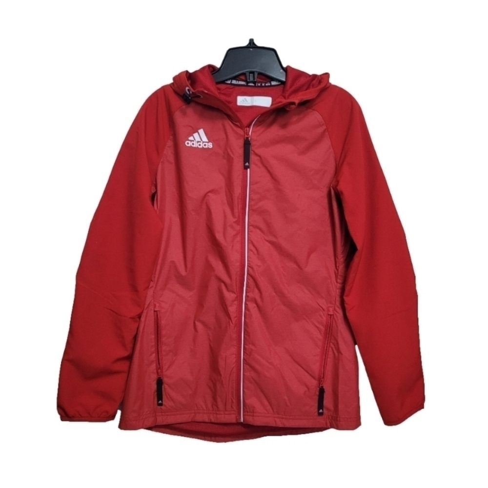 Adidas Red Windbreaker Light Hoodie Jacket Size XS